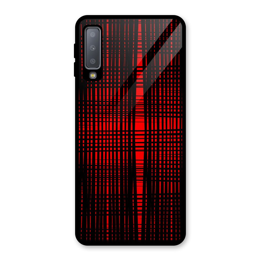 Red Net Design Glass Back Case for Galaxy A7 (2018)
