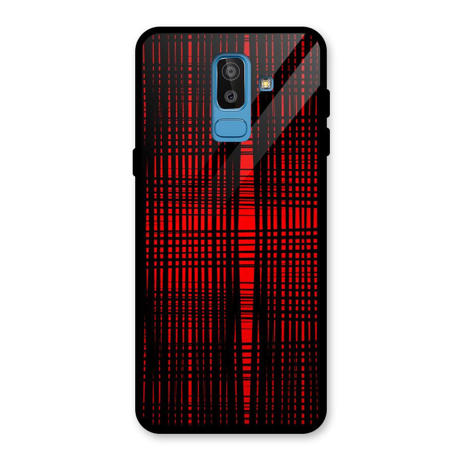 Red Net Design Glass Back Case for Galaxy J8
