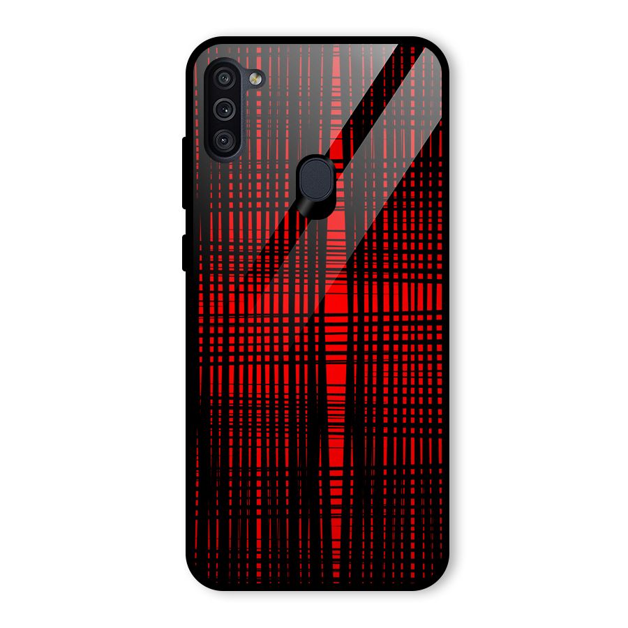 Red Net Design Glass Back Case for Galaxy M11