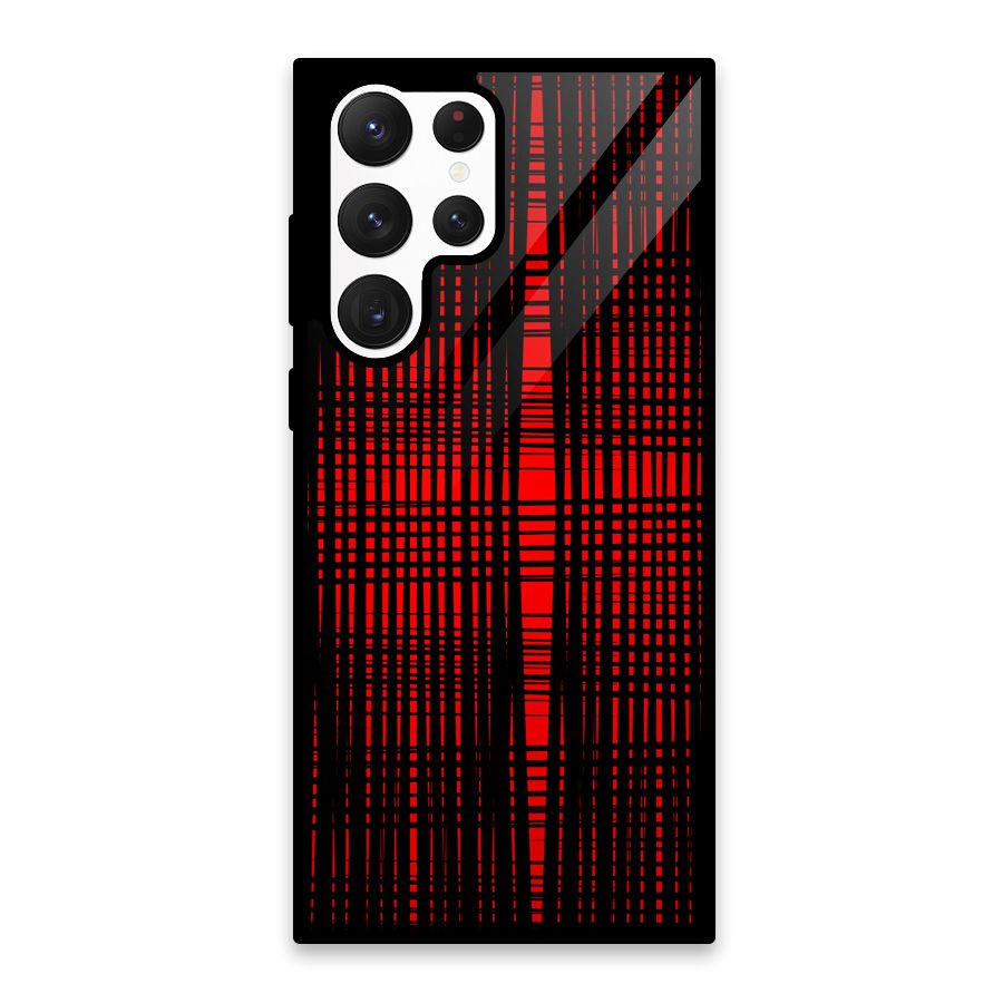 Red Net Design Glass Back Case for Galaxy S22 Ultra 5G