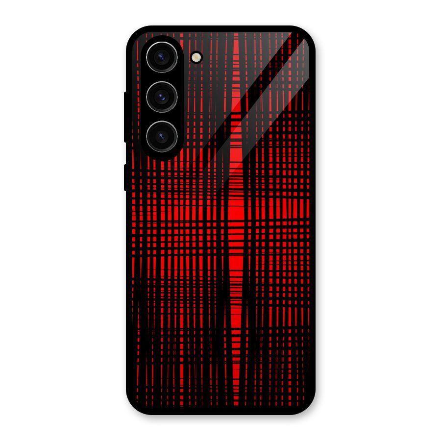 Red Net Design Glass Back Case for Galaxy S23 Plus