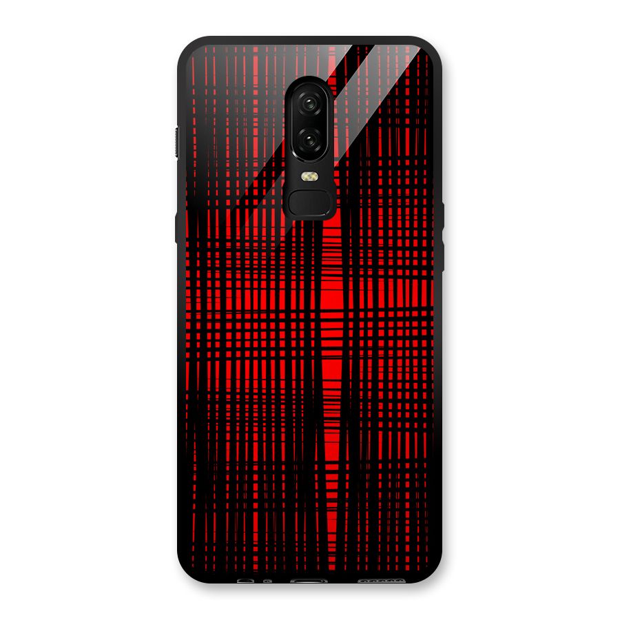 Red Net Design Glass Back Case for OnePlus 6