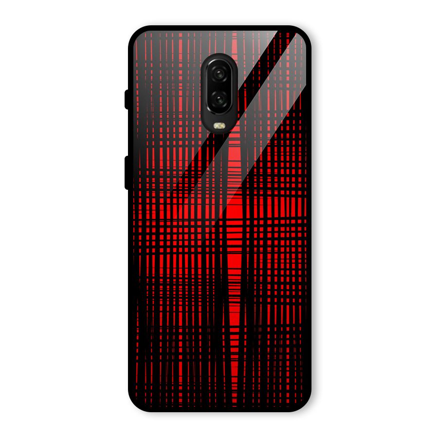 Red Net Design Glass Back Case for OnePlus 6T