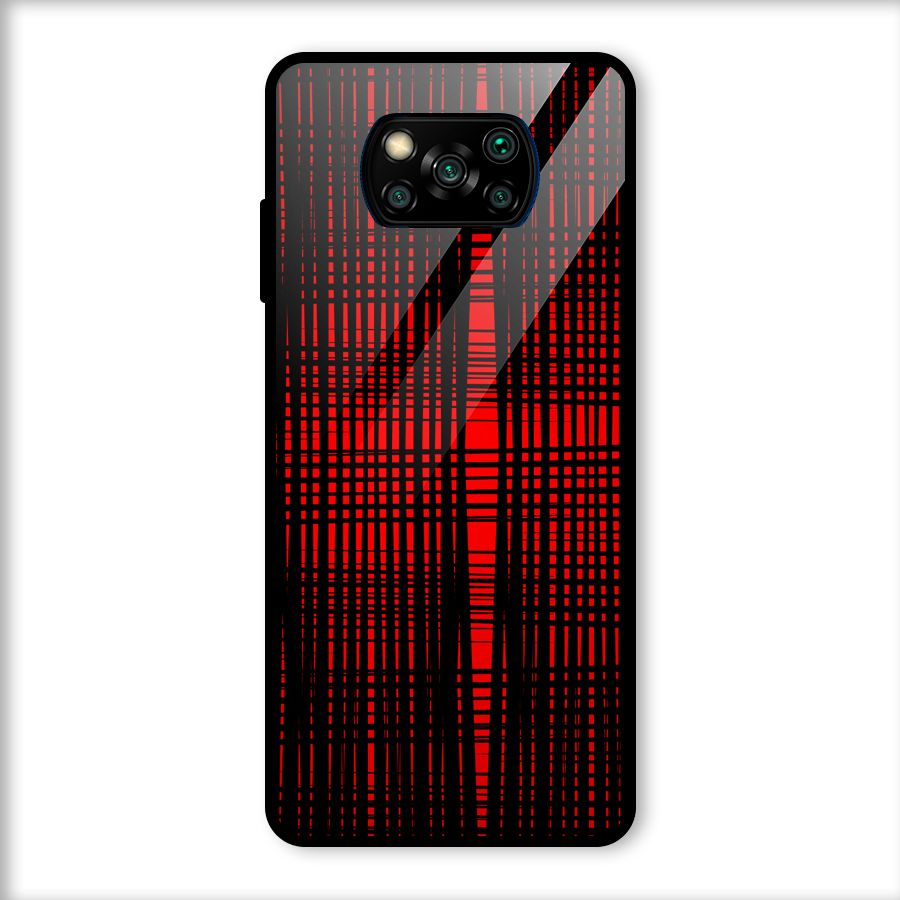 Red Net Design Glass Back Case for Poco X3
