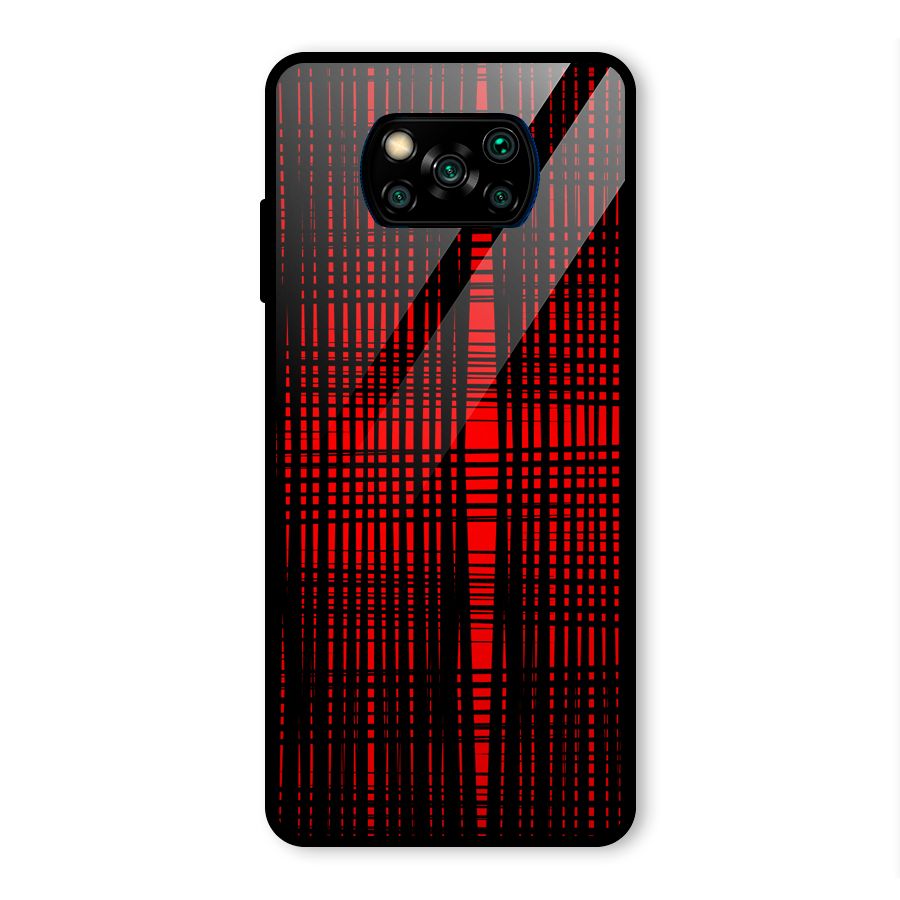 Red Net Design Glass Back Case for Poco X3 Pro