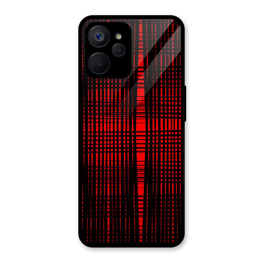 Red Net Design Glass Back Case for Realme 9i 5G