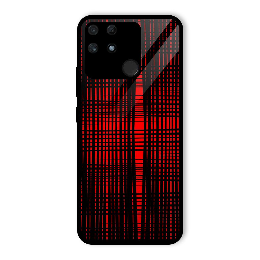 Red Net Design Glass Back Case for Realme Narzo 50A