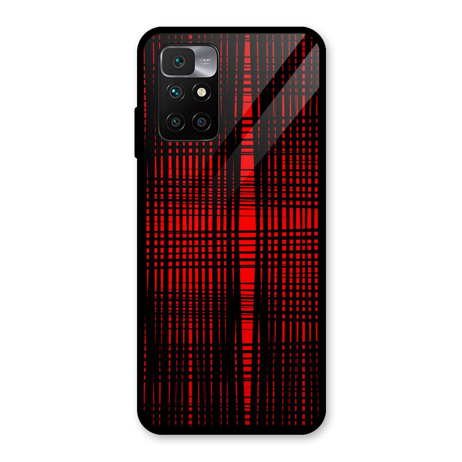 Red Net Design Glass Back Case for Redmi 10 Prime