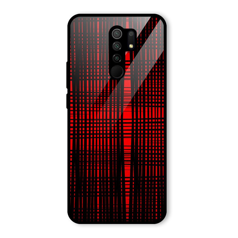Red Net Design Glass Back Case for Redmi 9 Prime