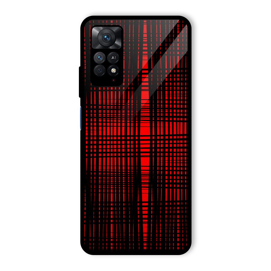 Red Net Design Glass Back Case for Redmi Note 11 Pro
