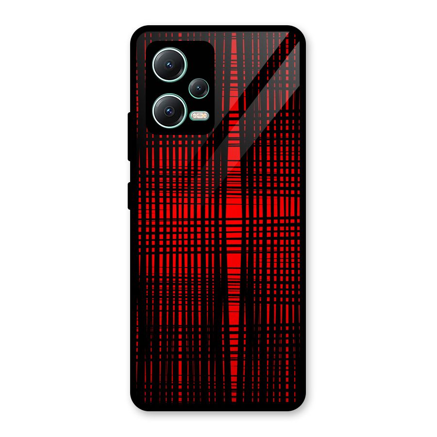 Red Net Design Glass Back Case for Redmi Note 12 5G