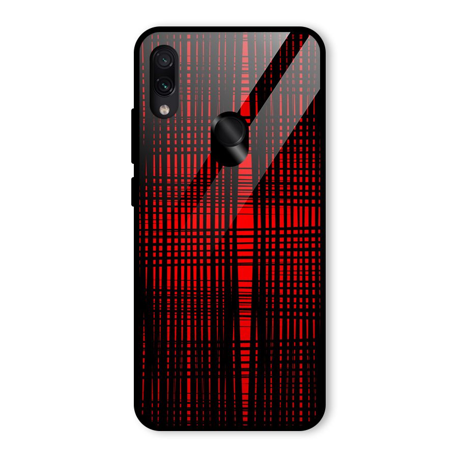 Red Net Design Glass Back Case for Redmi Note 7