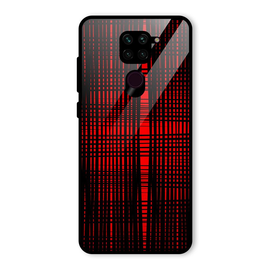 Red Net Design Glass Back Case for Redmi Note 9