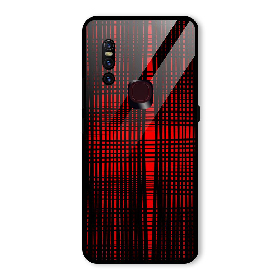 Red Net Design Glass Back Case for Vivo V15