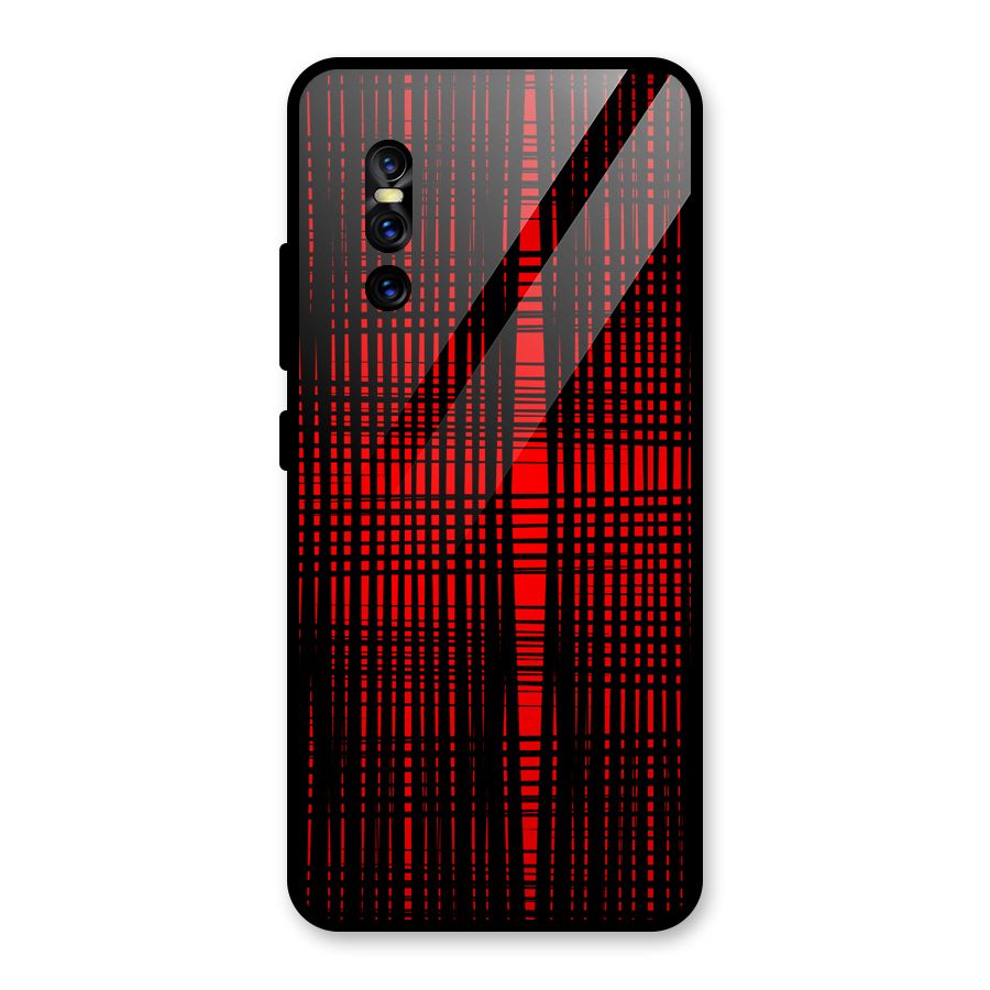 Red Net Design Glass Back Case for Vivo V15 Pro