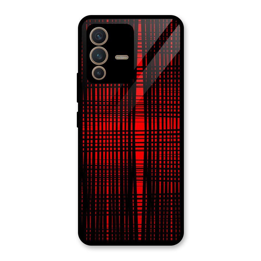 Red Net Design Glass Back Case for Vivo V23 5G