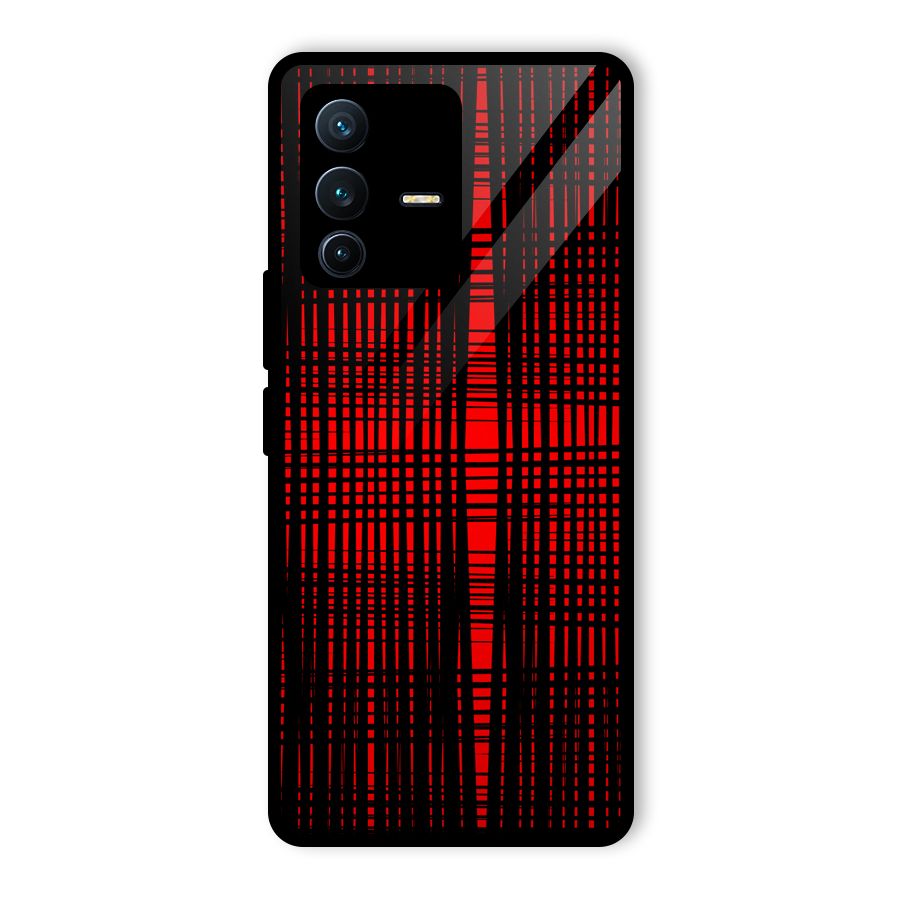 Red Net Design Glass Back Case for Vivo V23 Pro