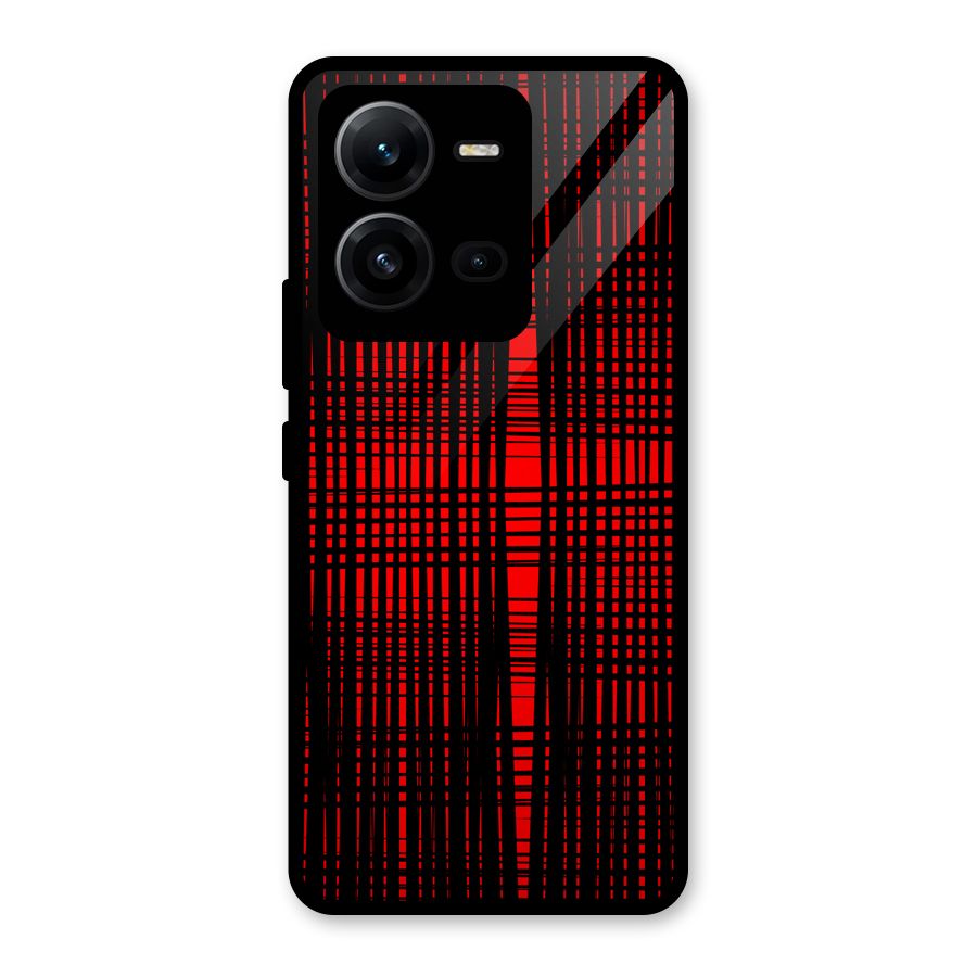 Red Net Design Glass Back Case for Vivo V25