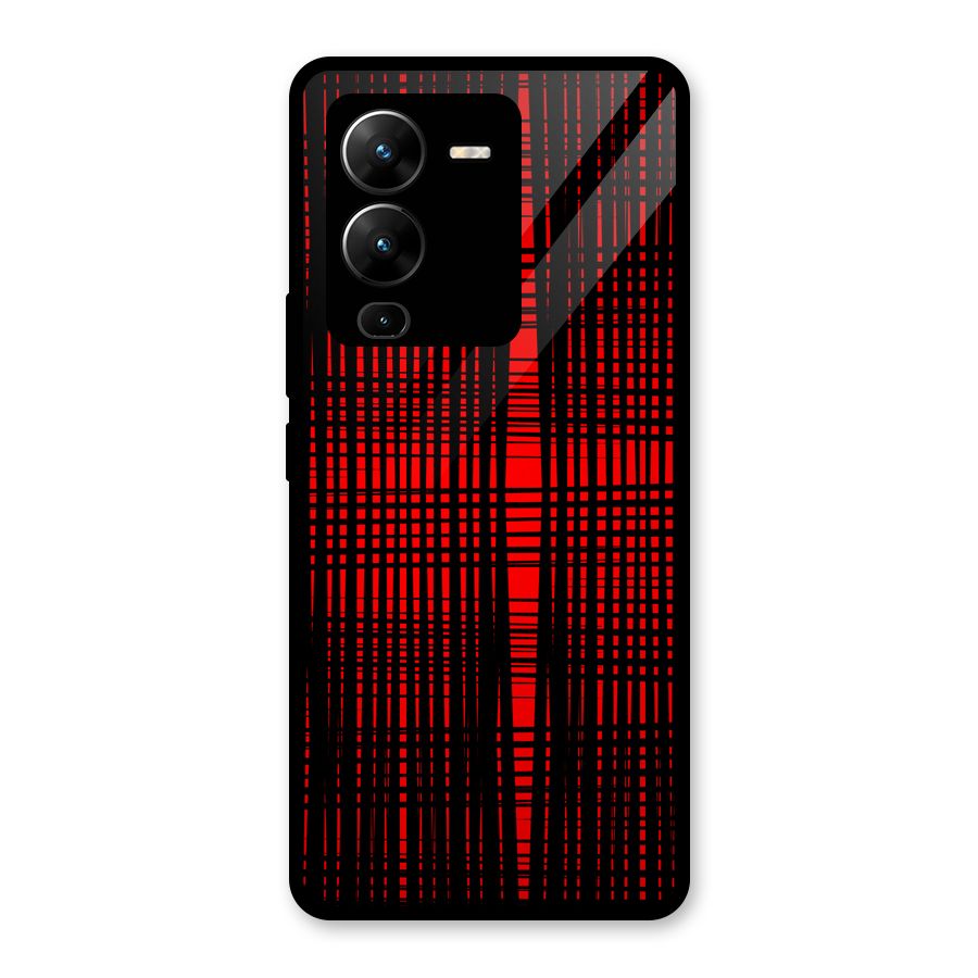 Red Net Design Glass Back Case for Vivo V25 Pro