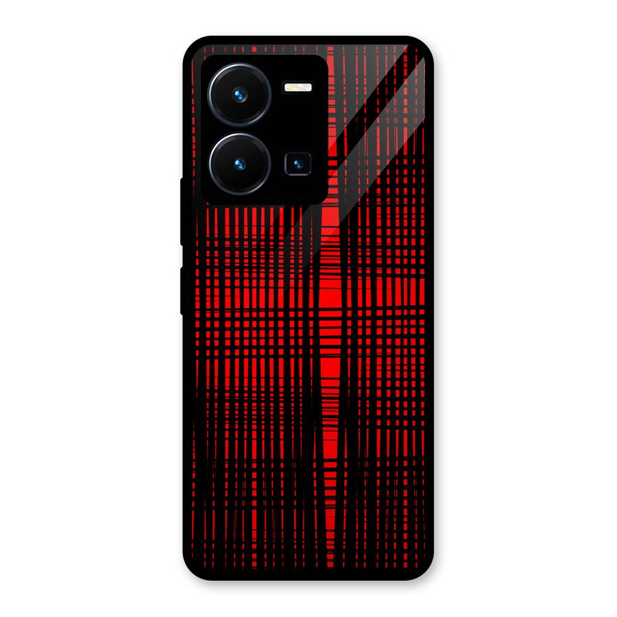 Red Net Design Glass Back Case for Vivo Y35
