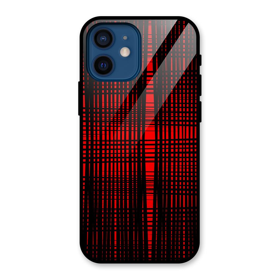 Red Net Design Glass Back Case for iPhone 12 Mini