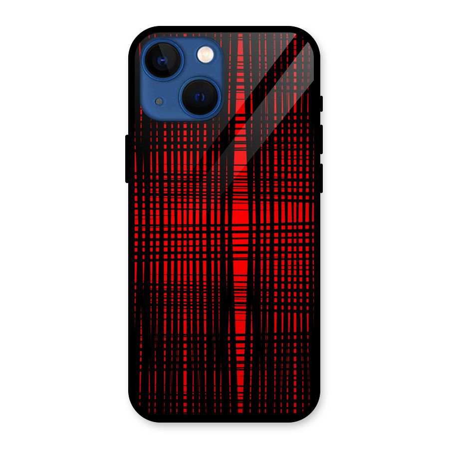 Red Net Design Glass Back Case for iPhone 13 Mini