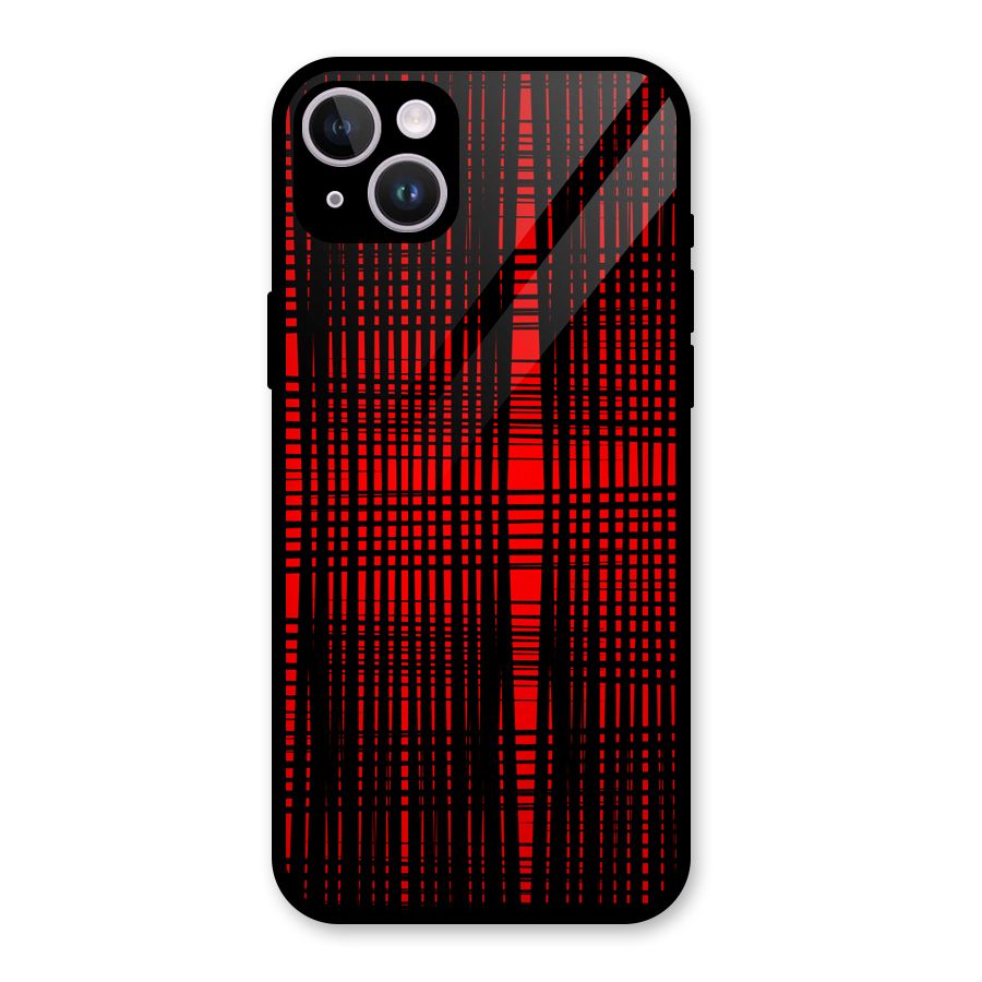 Red Net Design Glass Back Case for iPhone 14 Plus