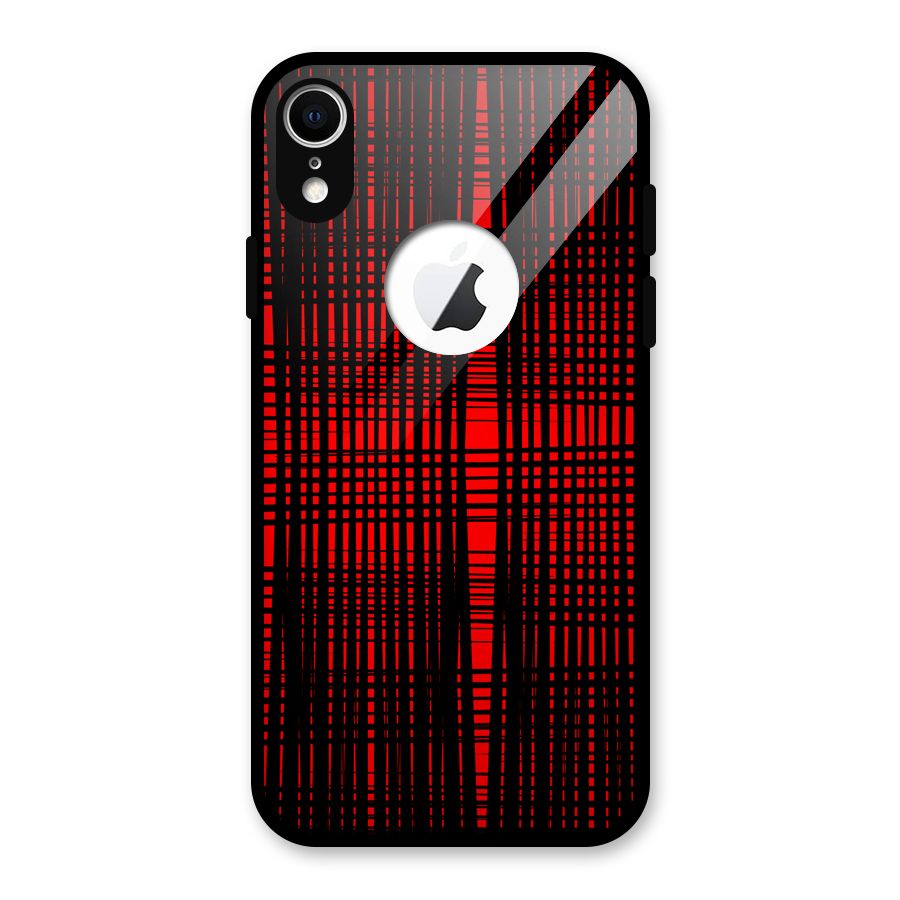 Red Net Design Glass Back Case for iPhone XR Logo Cut