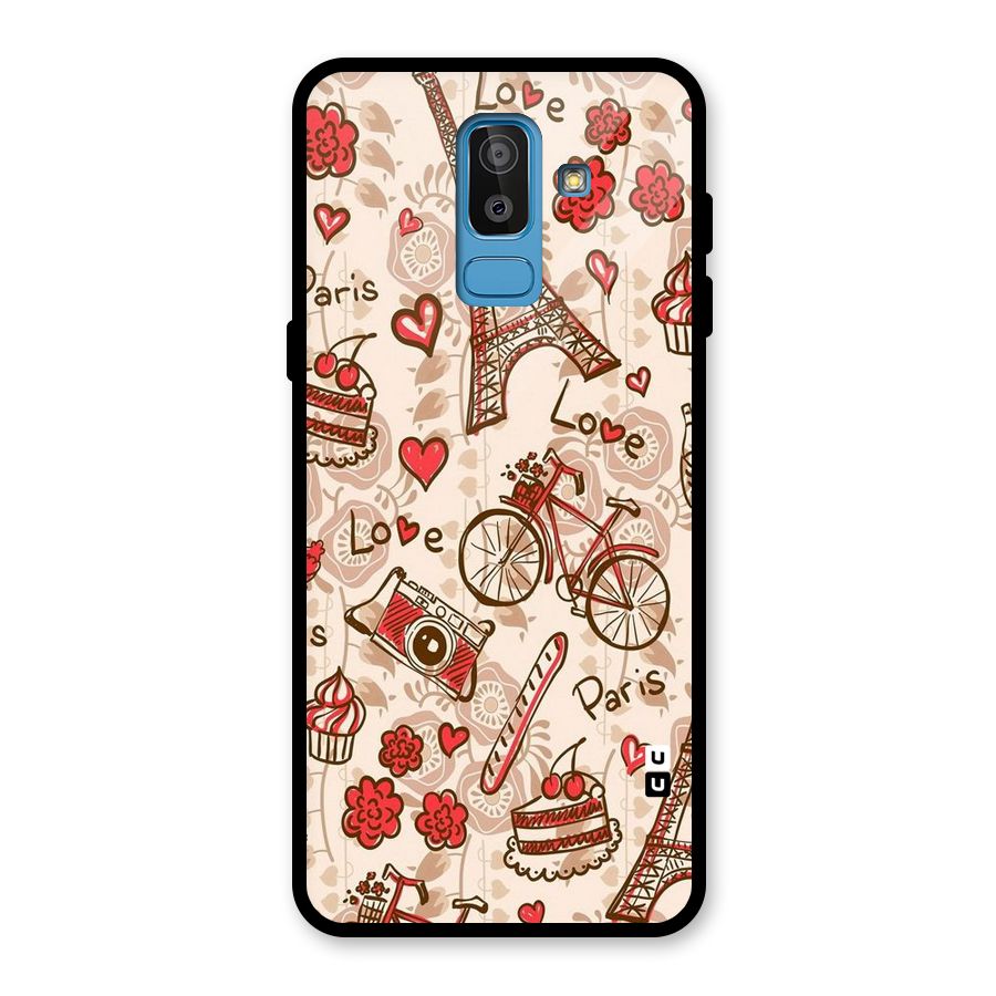 Red Peach City Glass Back Case for Galaxy J8