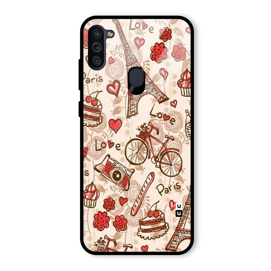 Red Peach City Glass Back Case for Galaxy M11