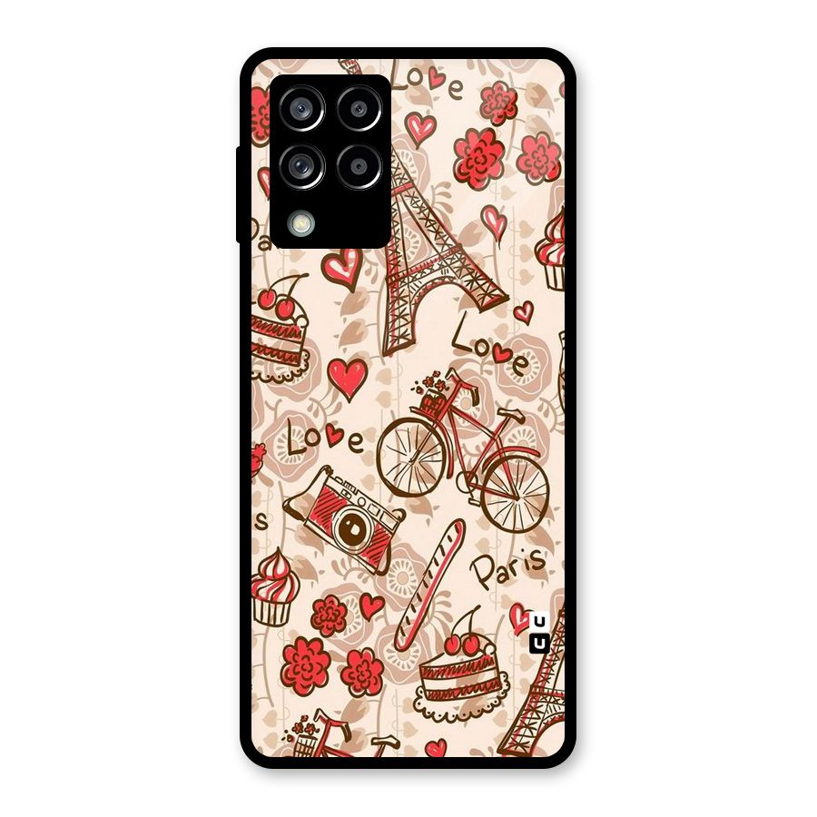 Red Peach City Glass Back Case for Galaxy M53 5G