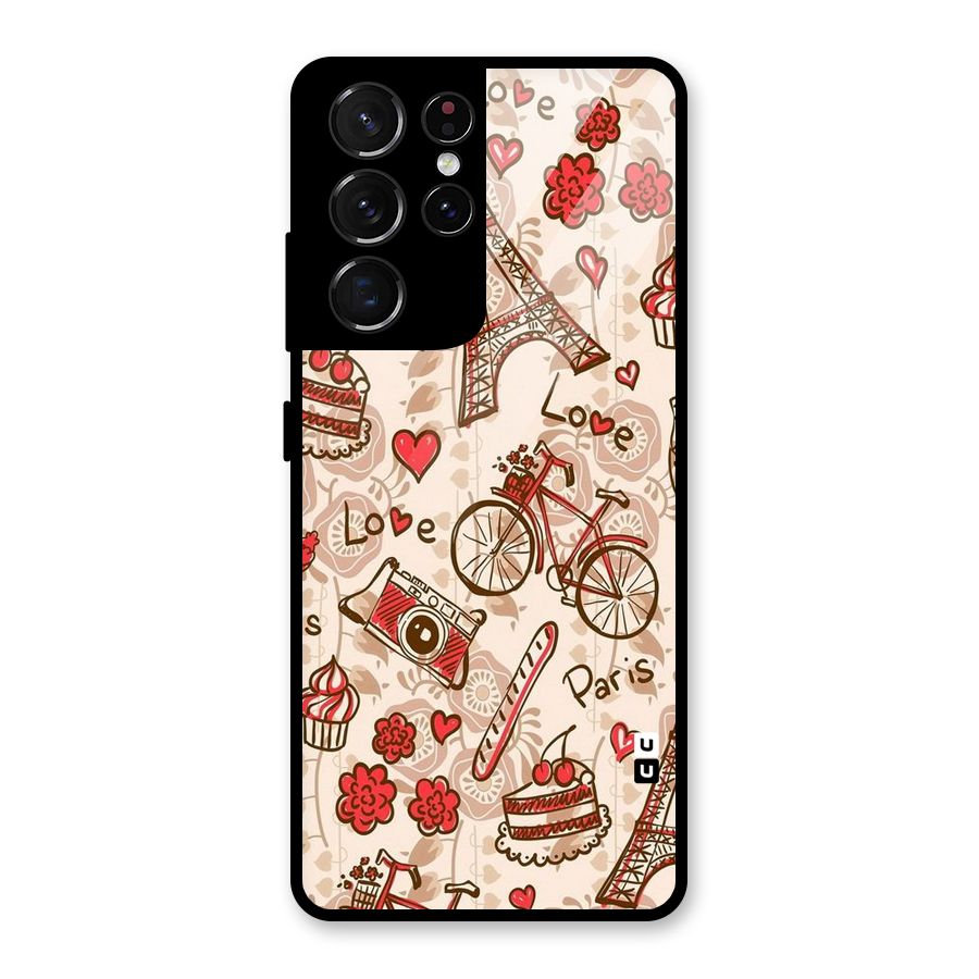 Red Peach City Glass Back Case for Galaxy S21 Ultra 5G