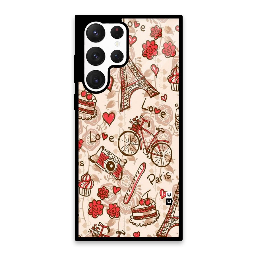 Red Peach City Glass Back Case for Galaxy S22 Ultra 5G