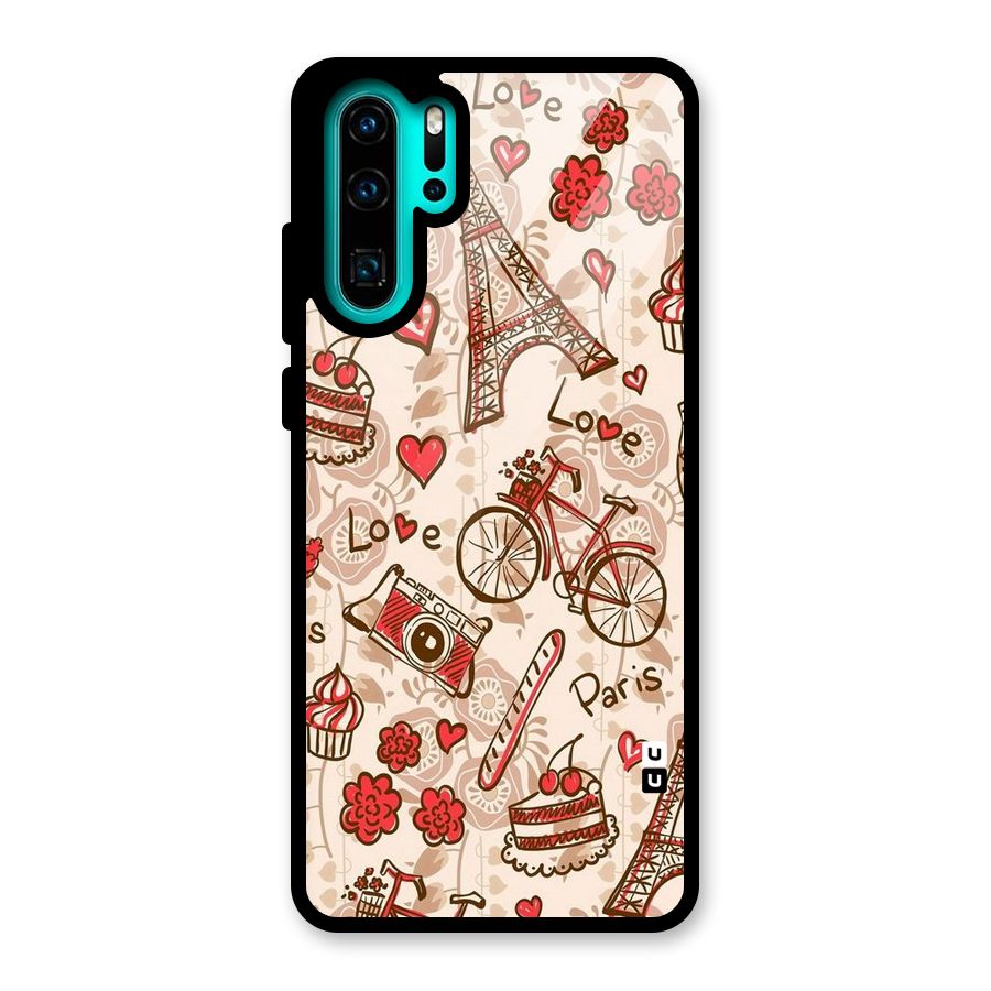 Red Peach City Glass Back Case for Huawei P30 Pro