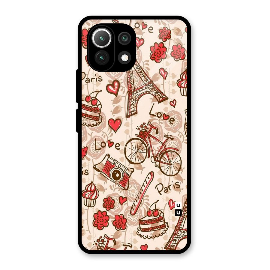 Red Peach City Glass Back Case for Mi 11 Lite NE 5G