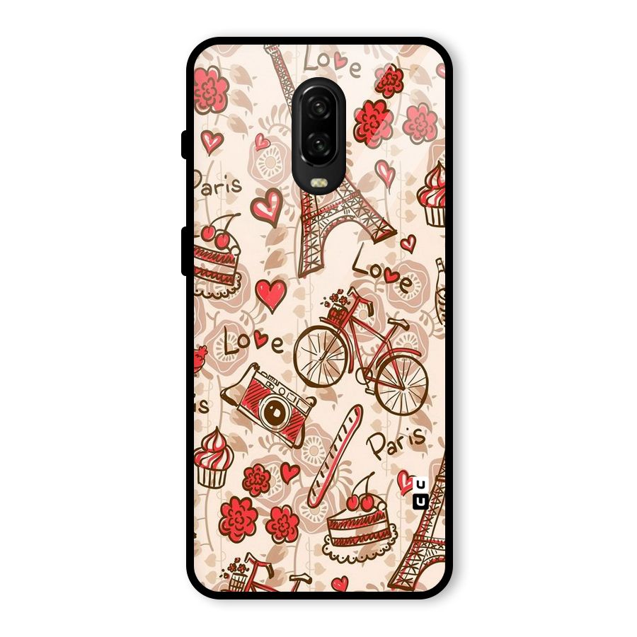Red Peach City Glass Back Case for OnePlus 6T