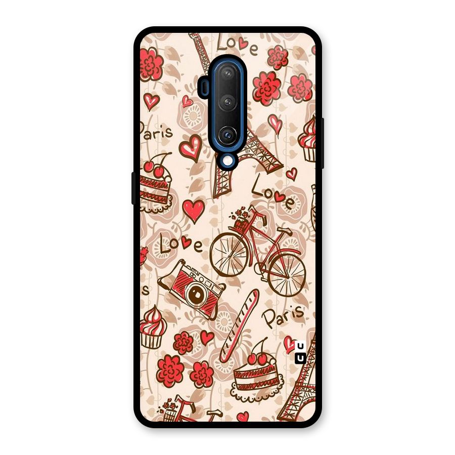 Red Peach City Glass Back Case for OnePlus 7T Pro