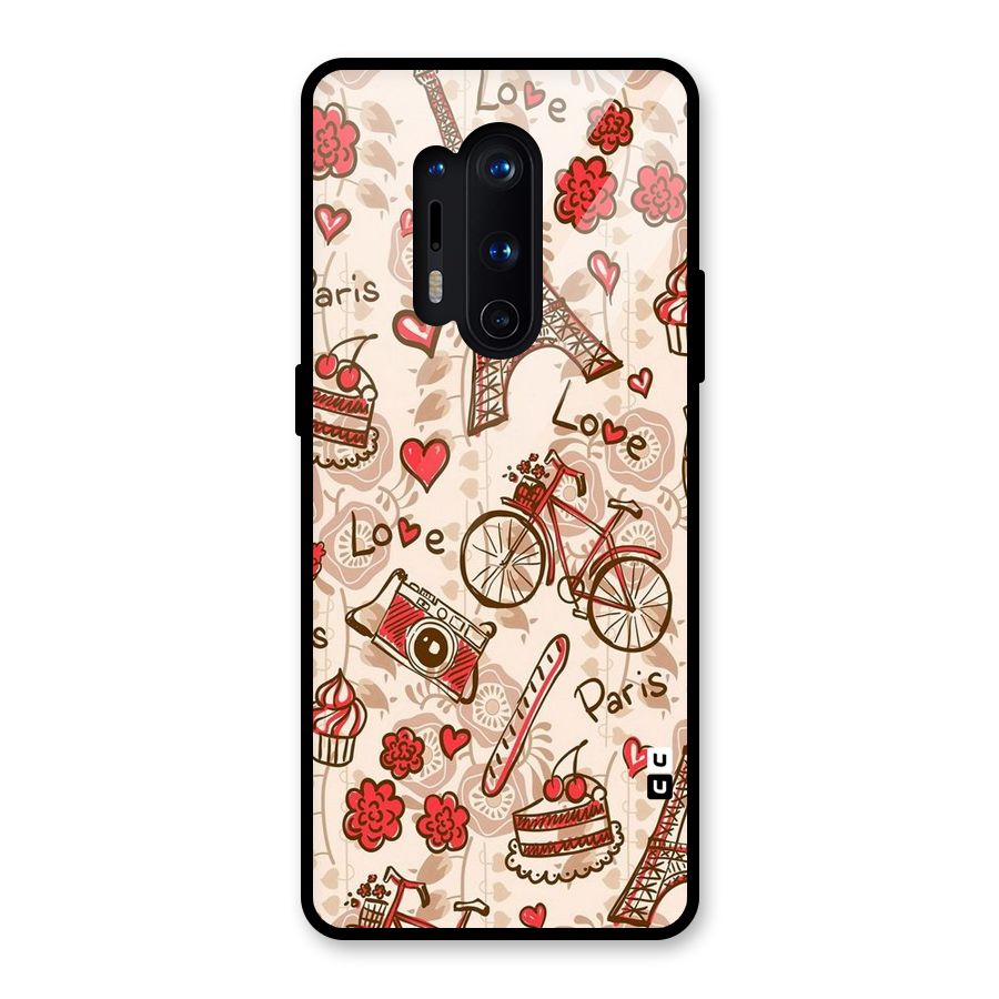 Red Peach City Glass Back Case for OnePlus 8 Pro