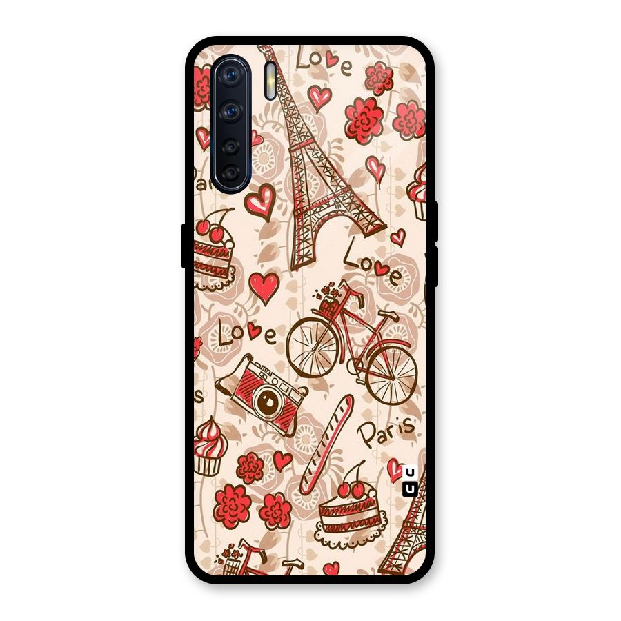 Red Peach City Glass Back Case for Oppo F15