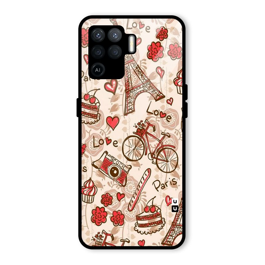 Red Peach City Glass Back Case for Oppo F19 Pro