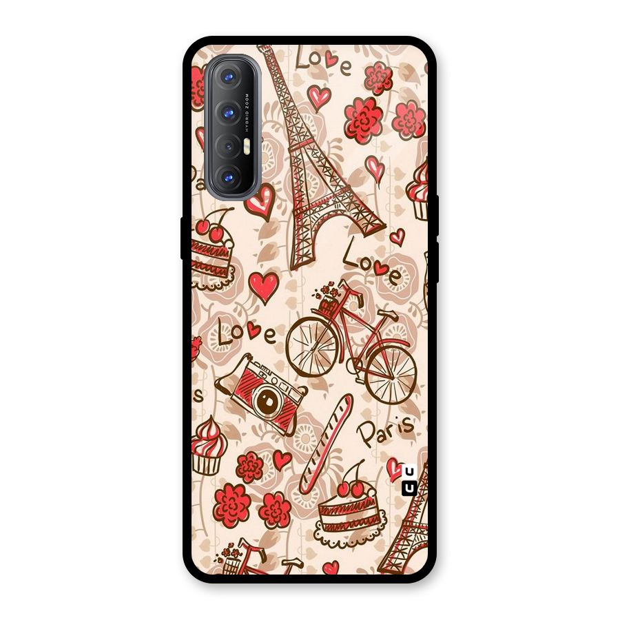 Red Peach City Glass Back Case for Oppo Reno3 Pro