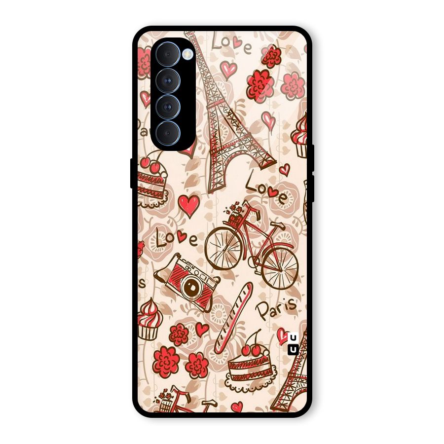 Red Peach City Glass Back Case for Oppo Reno4 Pro