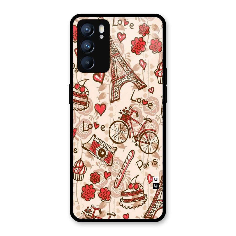 Red Peach City Glass Back Case for Oppo Reno6 5G