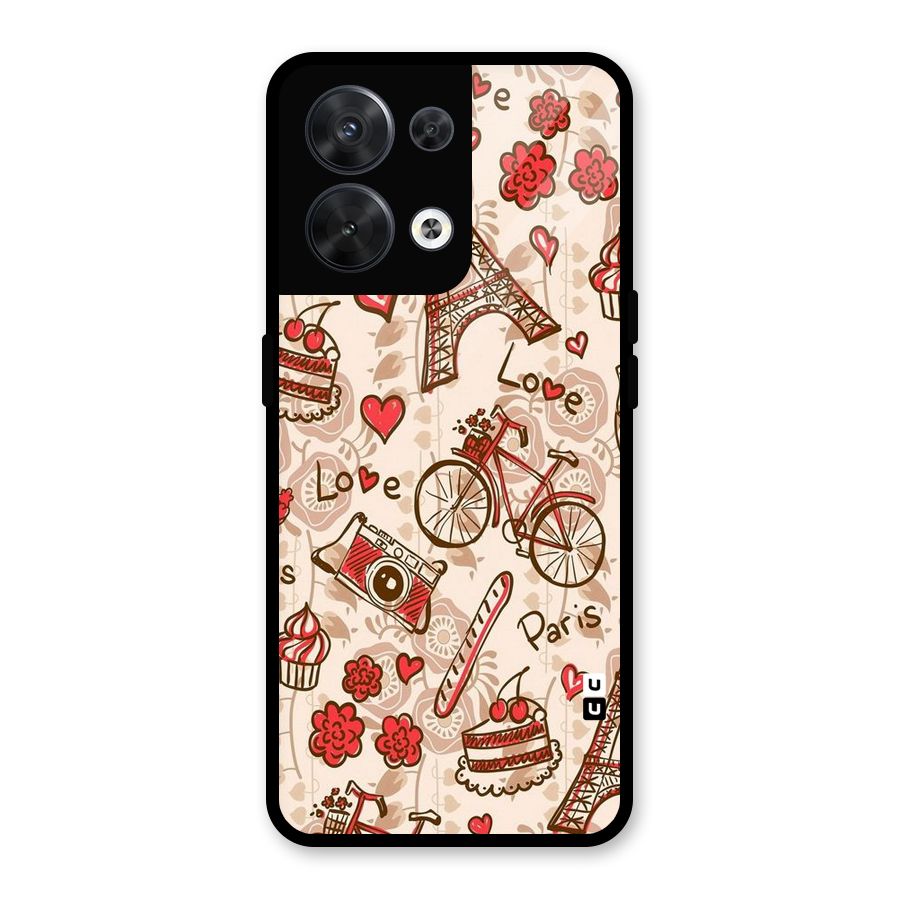 Red Peach City Glass Back Case for Oppo Reno8 5G