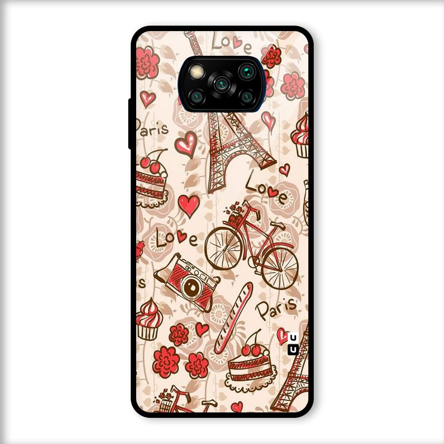 Red Peach City Glass Back Case for Poco X3