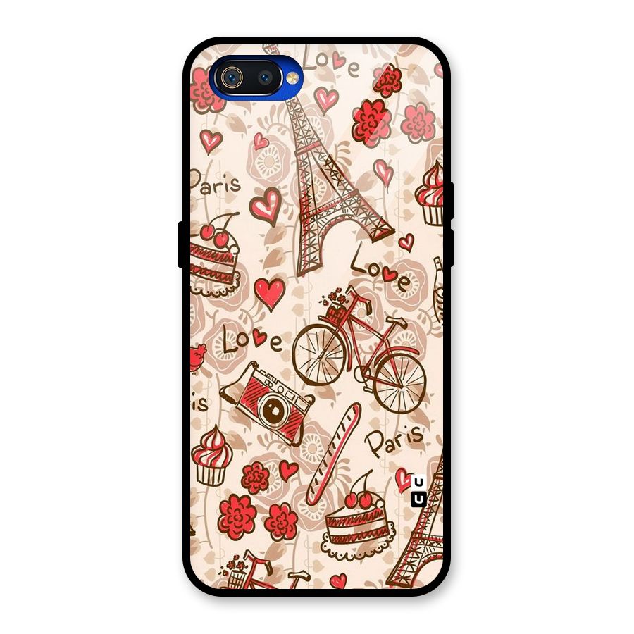Red Peach City Glass Back Case for Realme C2