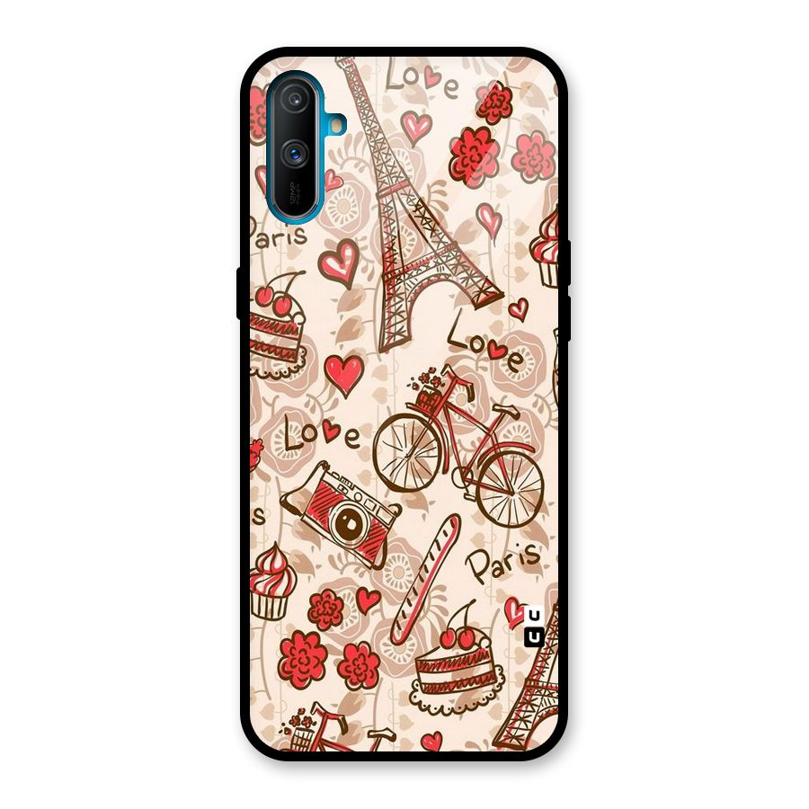 Red Peach City Glass Back Case for Realme C3