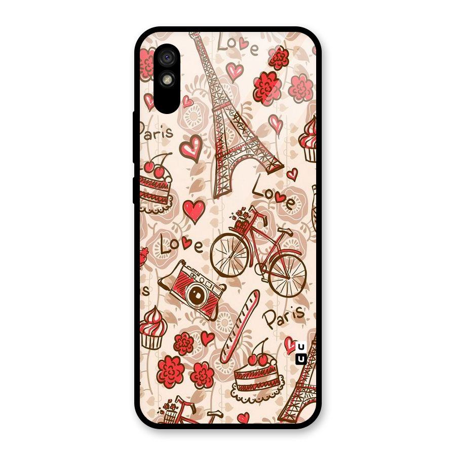 Red Peach City Glass Back Case for Redmi 9A