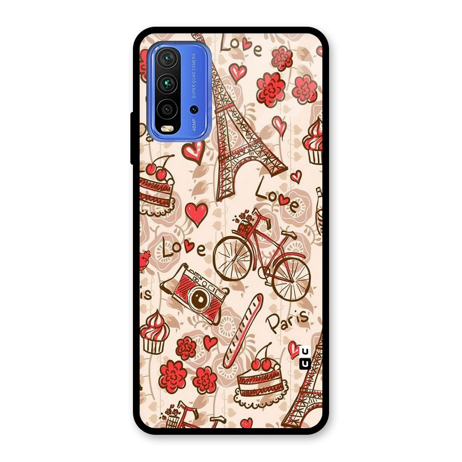 Red Peach City Glass Back Case for Redmi 9 Power