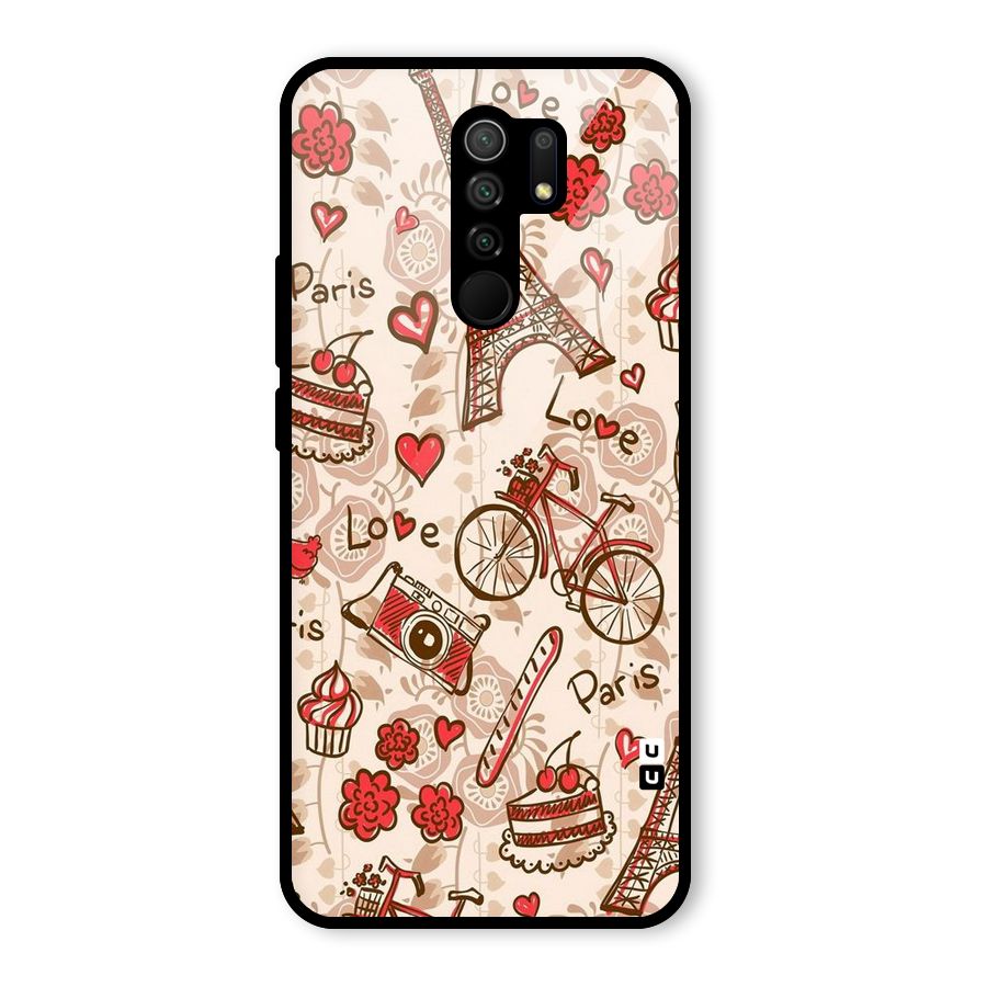 Red Peach City Glass Back Case for Redmi 9 Prime
